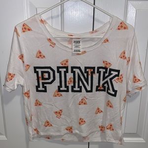 VS Pink pizza cropped sleepwear tee